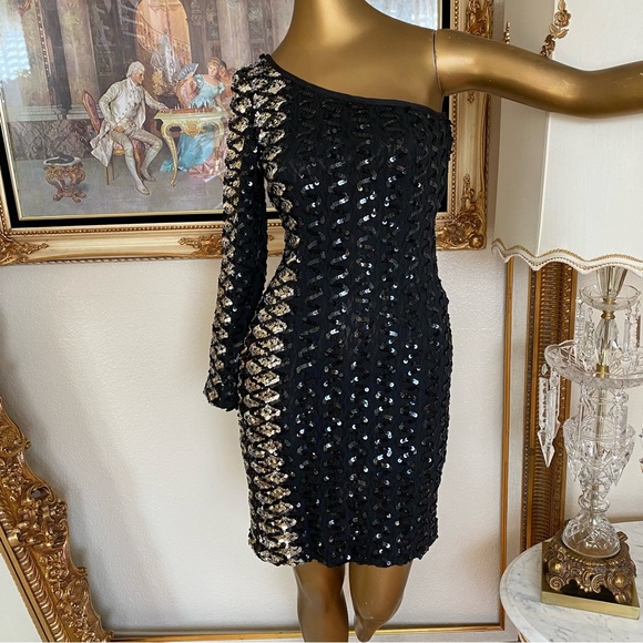 A La Carte California Vintage Sequin One Shoulder Dress - Picture 1 of 10